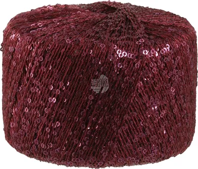 A single ball of yarn with sequins.