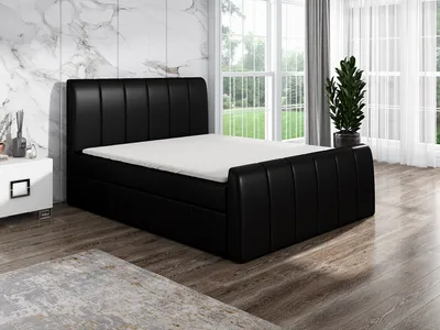 Produktbild von Boxspringbett JON 180 x 200 mit 2 Bettkästen, Bonell-Matratze und Topper. Farbe: Schwarz