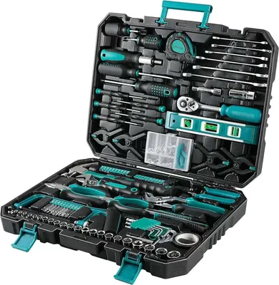 Produktbild von Werkzeugkoffer - Werkzeugset - Alles in einem Koffer - Koffer - Werkzeug - Set - 198-teiliges Set