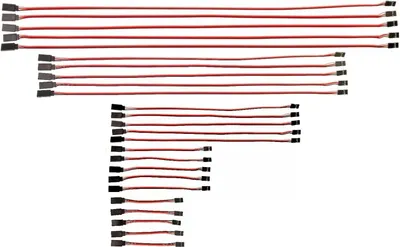 Zdjęcie produktu dla Zestaw przedłużacza serwa 25 sztuk | Różne długości 10cm-60cm | Złącza typu JR | Wysokiej jakości 60 rdzeni | do modeli samolotów, dronów