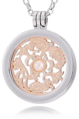 Produktbild von Morella® Damen Halskette 70 cm Edelstahl und Anhänger mit Coin Windornament roségold 33 mm im Schmuckbeutel
