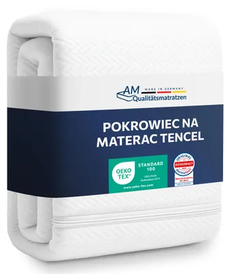 Zdjęcie produktu dla AM Qualitätsmatratzen | Wysokiej jakosci pokrowiec na materac z bawelny organicznej | 120x200x16 cm | Ochraniacz na materac | Wymienny pokrowiec | 120/200 | 16 cm wysokosci