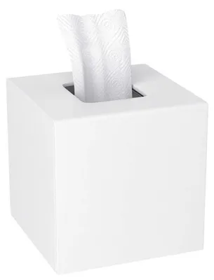 Immagine prodotto di Contenitore per fazzoletti di carta, in acrilico, quadrato, con coperchio magnetico, bianco, 14x14x14 cm