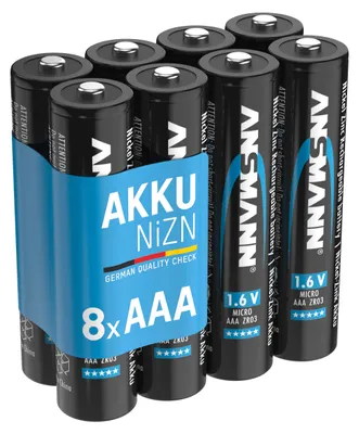 Produktbild von ANSMANN Micro Akku AAA 1,6V 550mAh (900mWh) NiZn, 8 Stück wiederaufladbar