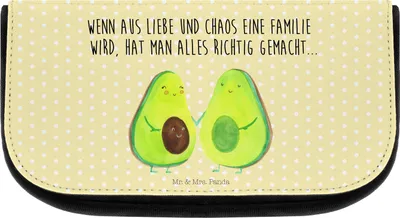 Produktbild von Mr. & Mrs. Panda Kosmetiktasche Avocado Pärchen - Gelb Pastell - Geschenk, Organizer, Tasche, Kulturbeutel, Familie, Avocados, Liebe, Kulturtasche, Veggie, kosmetik