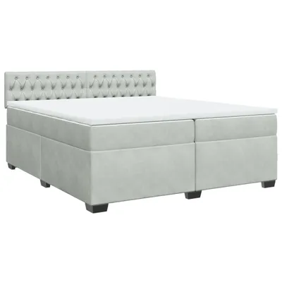 Produktbild von （Robust Möbel）Boxspringbett Modernes/Doppelbett - Polsterbett Erwachsene/r /Kind - mit Matratze Hellgrau 200x200cm Samt - Klassische Betten DEMöbel654080