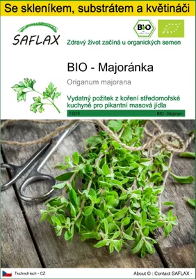 Obrázek produktu pro SAFLAX Kultivační sada - BIO - Majoránka - Origanum majorana - 700 Semena - S mini skleníkem, pěstebním substrátem a 2 květináči