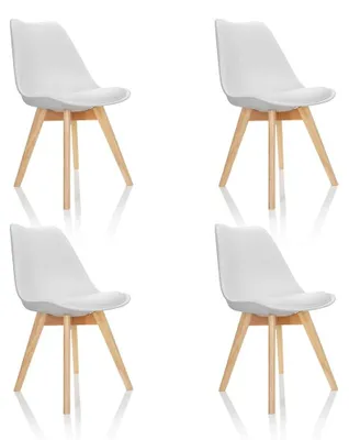 4er-Set Esszimmerstühle Scandi, Kunststoff, weiß, Buchenholzbeine