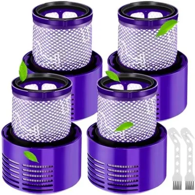 Produktbild von PromoHome® 4 Stück Ersatzfilter für Staubsauger – Waschbar und Wiederverwendbar HEPA-Filter-Set mit Reinigungsbürste – Geeignet für Dyson