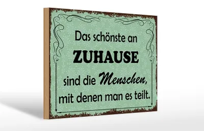 Produktbild von Holzschild Spruch 30x20cm das schönste an Zuhause sind