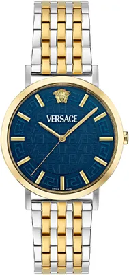 Produktbild von Versace VE8Q00424 Greca Slim blau silber gold Herren Uhr NEU