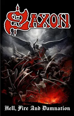 Immagine prodotto di Saxon - Poster "Hell Fire And Damnation", Tessuto RO12514 (Taglia unica) (Nero/Rosso)