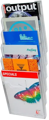 Produktbild von Exacompta modulierbarer Wandprospektständer vertikal 6 Fächer A4 Kristall 64758D