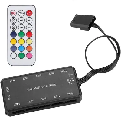 Productafbeelding van Ventilator Controller - PC Cooler - Temperatuur Beheer - RGB Verlichting - 15m RF Afstand - Multicolor
