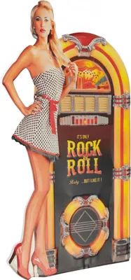 Obrázek produktu pro Moritz plechový nápis rock & roll jukebox 36 x 60 vintage retro nostalgie kovová dekorace
