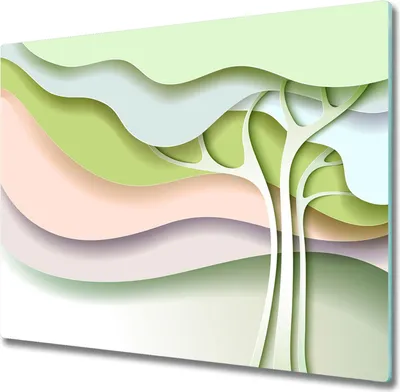 Produktbild von Glas Herdabdeckplatte 60x52 cm Spritzschutz Glasabdeckplatte Schneidebrett Baum Abstrakt