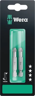 Produktbild von Wera Bit PZD Größe 3 Länge 50mm 1 / 4 Zoll 6-kant E6,3 zähhart Torsionsform Karte mit 2 St.855 / 4 TZ SB - 5134386001