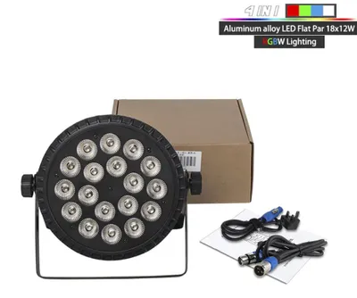Image de Projecteur LED plat - Projecteur de scène DMX512 - RGBWAUV - 216 W - Alimentation : 100–240 V - Prise européenne - Idéal pour les scènes et les DJ