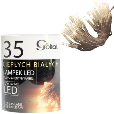 Immagine prodotto di 35 luci a LED per albero di Natale, luce bianco caldo, alimentazione a 2 batterie AA (batterie non incluse) - Adatte per uso interno