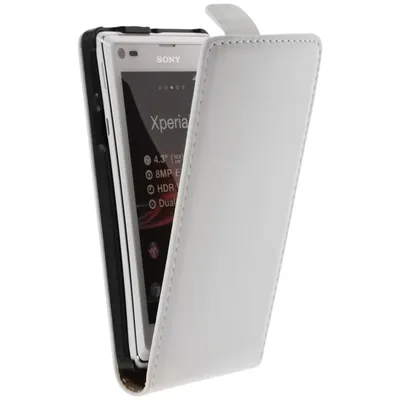 Produktbild von PhoneNatic Kunst-Lederhülle kompatibel mit Sony Xperia L - Flip-Case weiß + 2 Schutzfolien