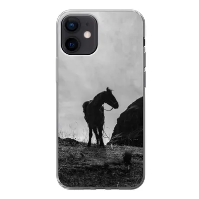 Produktbild von MuchoWow® Handyhülle Schutzhülle Hülle für iPhone 12 Pferd - Wolken - Wiese Silikon Softcase Handy Hülle - Schutzhülle