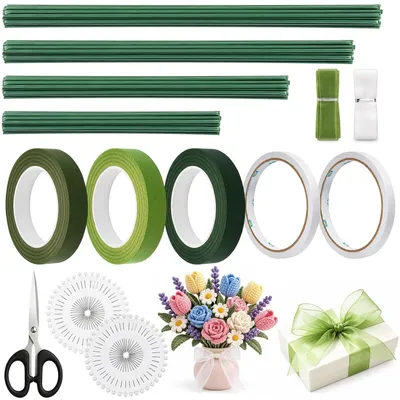 Produktbild von Blumendraht Set grün, 160 Stück, 30 cm/25 cm/20 cm/15 cm, für Blumenarrangements