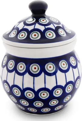 Produktbild von Original Bunzlauer Keramik 560ml Vorratsdose Behälter zur Aufbewahrung von Lebensmittel mit Deckel Ø12 cm H 16,2 cm Design 8