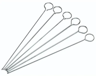 Obrázek produktu pro Ploché grilovací špízy KitchenCraft, špízy na maso, nerezová ocel, 20 cm, 6 kusů - barva stříbrná
