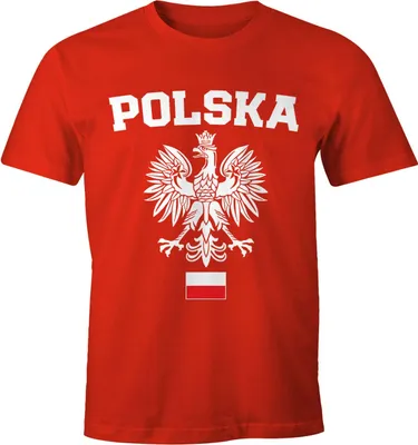 Produktbild von Herren T-Shirt Fußball WM Polska Polen Poland Flagge Weißer Adler Moonworks® rot-weiß-schwarz S