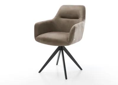 Produktbild von DELIFE Esszimmerstuhl Pejo-Flex Mikrofaser Taupe Vintage Kreuzgestell kantig Schwarz Taschenfederkern
