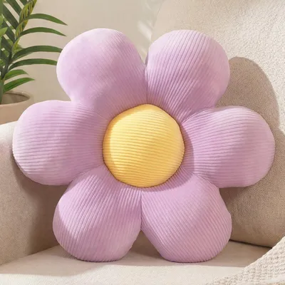 Bodenkissen mit Blumenmotiv, lila, 38 cm, weich