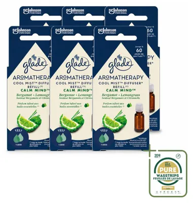 Image de 6 diffuseurs de parfum d'aromathérapie Glade, recharge "Calme l'esprit" - 17,4 ml - Pack économique - 6 pièces