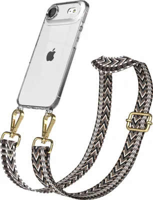 Produktbild von EAZY CASE Handykette - Verstellbarer Trageriemen kompatibel mit Apple iPhone Air, Handykordel mit transparenter Silikon-Hülle, Band in Grau