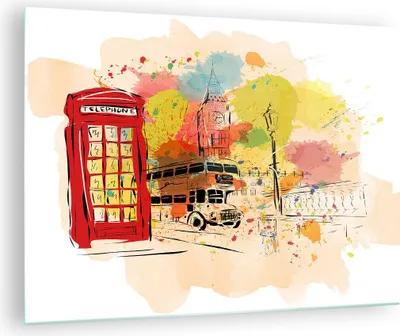 Produktbild von Bilder auf glas - London Bus - 70x50cm - Glasbilder - Wandbilder - Bilder - Kunstdruck - zum Aufhängen bereit - Wanddekoration aus Glas - Glas Bilder - Wandbild auf Glas - Einteilig - GAA70x50-3920