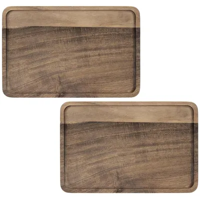 Imagen del producto de Juego de 2 bandejas de madera de acacia