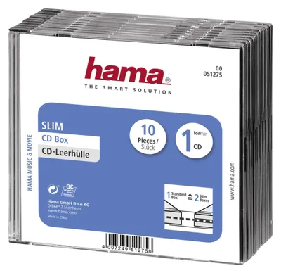 Immagine prodotto di Hama - Custodia sottile per CD - capacità: 1 CD - nero trasparente (confezione da 10)