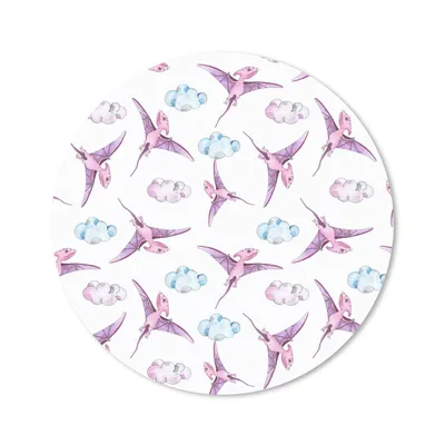 Produktbild von MuchoWow® Mauspad Mousepad Dinosaurier - Kinderzimmer - Lila - Mädchen - Kinder - Rosa - Kinder 20x20 cm - Mousepads - Maus Mat - Pad - Mausunterlage - Schreibtischmatte