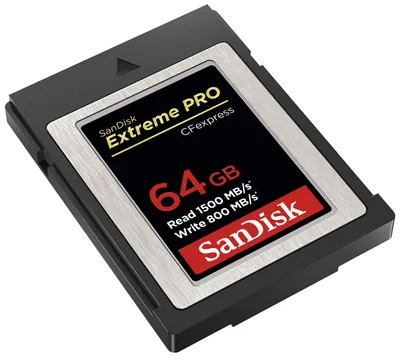 Produktbild von SanDisk Extreme Pro, 64 GB, CFast 2.0, 1500 MB/s, 800 MB/s, Schwarz