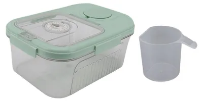 Obrázok produktu pre Dávkovač/nádoba na potraviny 10 kg - Skladovacia nádoba - Kontajner na suché potraviny - Vzduchotesný - S rukoväťou - Vyrobené z materiálov PET/PP - Nádoba na potraviny