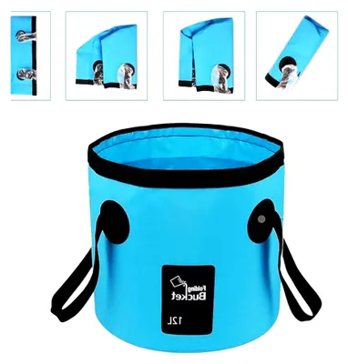 Produktbild von Falteimer, Outdoor-Faltschüssel, Faltwaschbecken, 12L Multifunktions-Falteimer, Reise-Bergsteiger- und Camping-Eimer, Blau.
