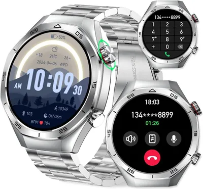 Obrázok produktu pre Pánske inteligentné hodinky s 1,52" HD dotykovým displejom, fitness trackerom, volaním cez Bluetooth, vodotesnosťou IP67, meraním srdcového tepu a krvného tlaku, monitorovaním spánku, kompatibilné s Androidom a iOS