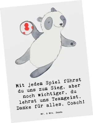 Produktbild von Mr. & Mrs. Panda Grußkarte Handball Trainerin Dankeschön - Weiß - Geschenk, Sportart, Postkarten, Ansichtskarte, Leidenschaft, Postkarte, Durchhaltevermögen, Fotokarte