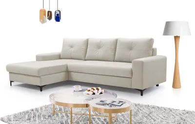 Produktbild von DomoHome AVRA Ecksofa mit Schlaffunktion Bettkasten Schlafsofa mit Stauraum Modernes Design Bequeme Sitzhöhe 41 cm Ideal für Wohnzimmer Linke Seite 251x165x85 cm BEIGE