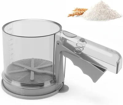 Produktbild von Mehlsieb - Doppelschicht 3-in-1 Handsieb - Zum Bestreuen von Mehl, Zucker und Zimt - Edelstahl mit Deckel