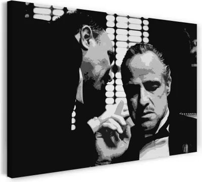 Produktbild von Leinwandbild (120x80cm): Der Pate Don Corleone Marlon Brando künstlerisch nachbearbeitet, echter Holz-Keilrahmen inkl. Aufhänger, handgefertigt in Deutschland