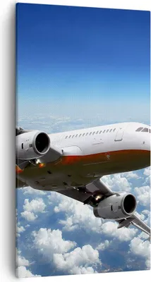 Produktbild von Bild auf Leinwand - Leinwandbild - Passagier Flugzeug Motoren Wolken - 55x100cm - Wand Bild - Wanddeko - Leinwanddruck - Bilder - Kunstdruck - Leinwand bilder - Wandkunst - PA55x100-0375