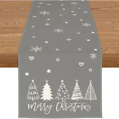 Produktbild von Tischläufer Weihnachten Grau Wasserabweisend 40 x 180 cm