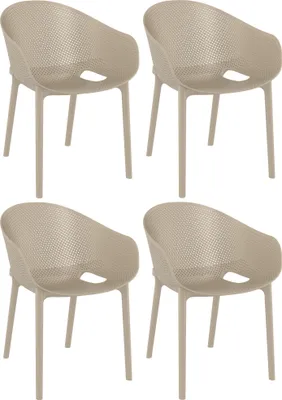 Produktbild von CLP Bistrostuhl Sky Pro 4er Set – Moderner Gartenstuhl aus Kunststoff, stapelbar taupe