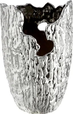 Produktbild von Gilde Vase, konisch, "Crepa", Keramik, silberfarben, VE 3, H. 22 cm, D. 14 cm