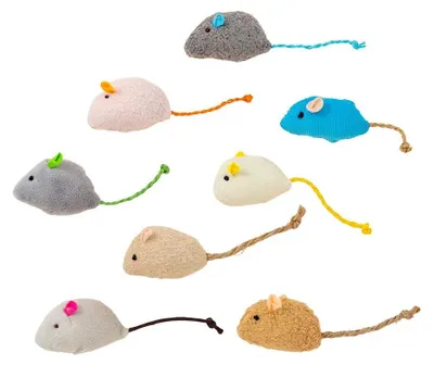 Immagine prodotto di 8 giocattoli per gatti, tra cui topolini di peluche, giocattoli per gatti